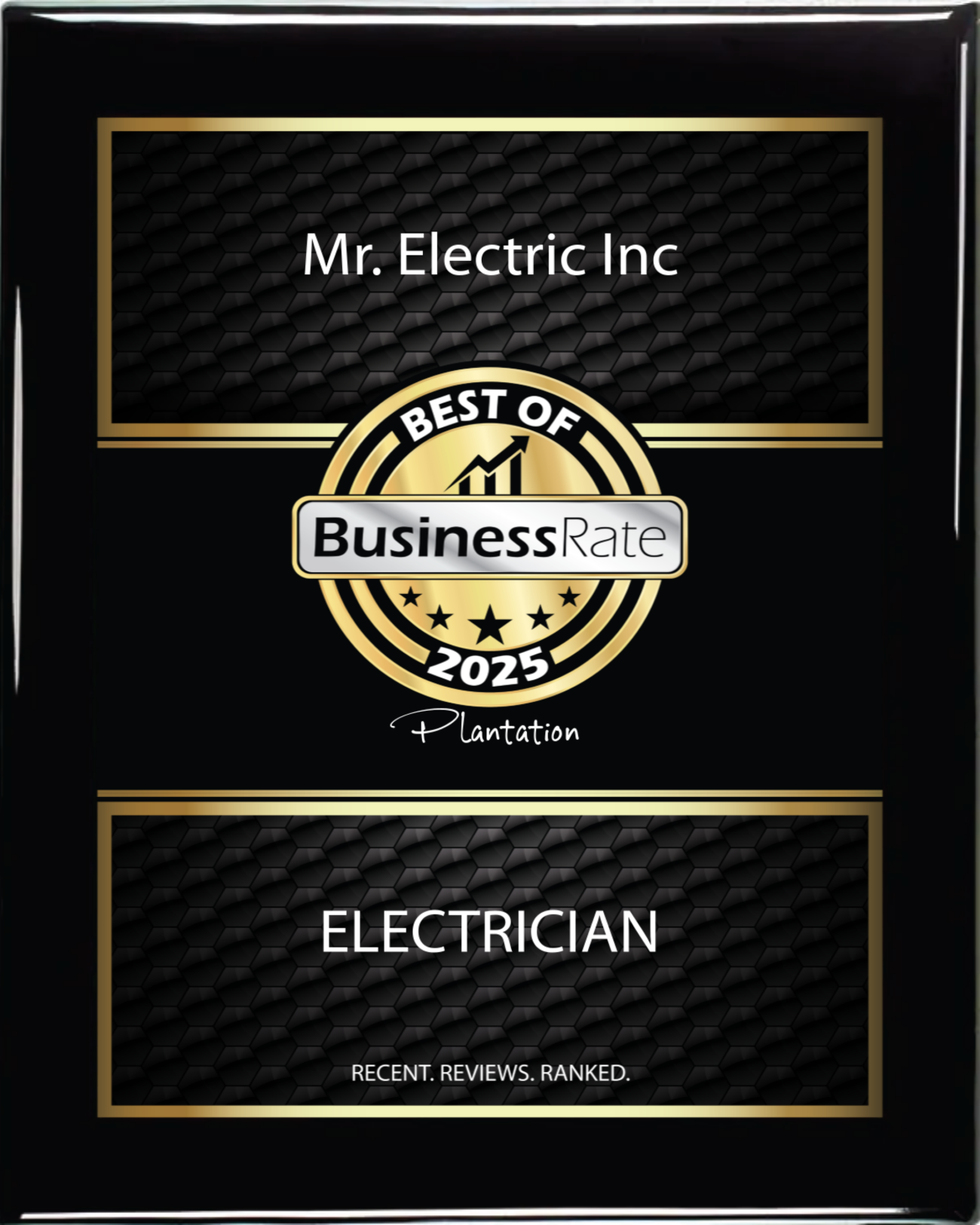 Best of BusinessRate 2025 Plantation Electrician award